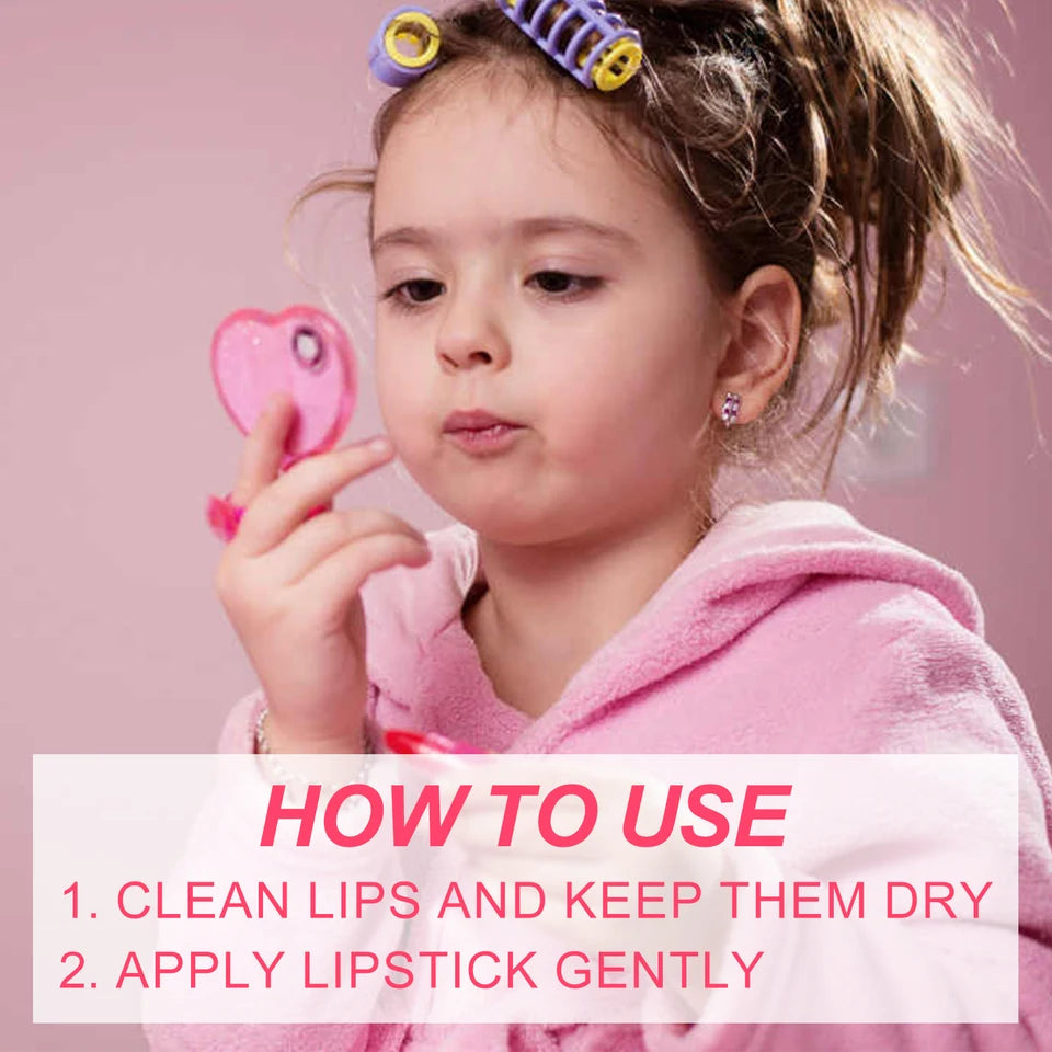 Children's Lipstick Toy Zero Stain Water Based Washable Children Lipstick Cute Princess Pretend Makeup Dress Up Light Shade Non-Sticky Texture Moisturizing Kids Play Safe Cosmetics Toy No Color Non-Toxic Plastic Hypoallergenic Kids Lip Gloss Toy New