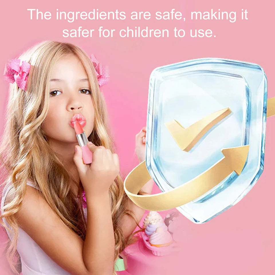 Children's Lipstick Toy Zero Stain Water Based Washable Children Lipstick Cute Princess Pretend Makeup Dress Up Light Shade Non-Sticky Texture Moisturizing Kids Play Safe Cosmetics Toy No Color Non-Toxic Plastic Hypoallergenic Kids Lip Gloss Toy New