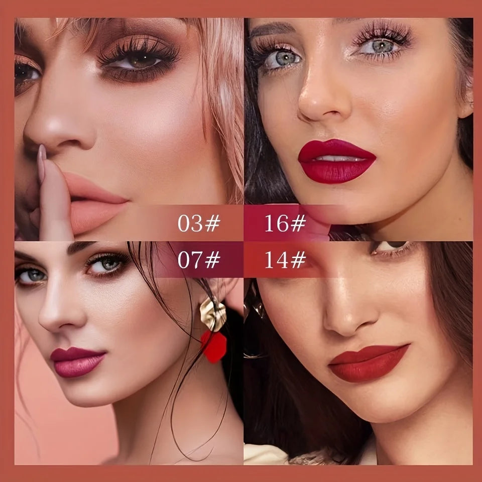 6Pcs Matte Liquid Lipstick Set, Waterproof Velvet Lip Glaze, Non Transfer Lip Stain, Nude & Red Shades for Daily & Party Makeup