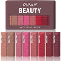8pcs/set Matte Velvet Lip Gloss Lipstick Lip Stain Waterproof Non-transfer Highly Pigmented Nude Red Y2K Sexy Daily&Party Makeup