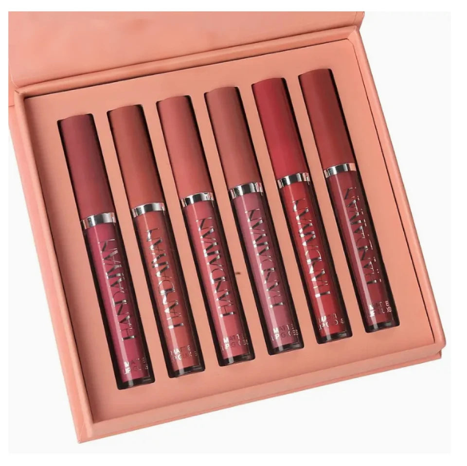 6-piece waterproof lipstick set + lip brush, long-lasting matte lipstick, moisturizing matte lip gloss, suitable for various occasions, a delicate gift for girls for Halloween and Christmas