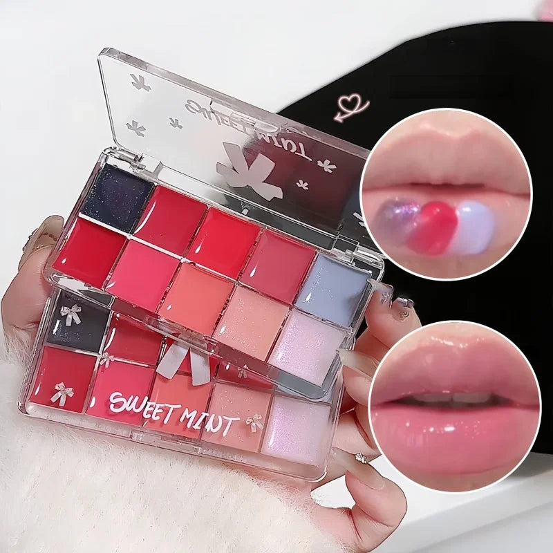 FLORTTE Brand Real 10-Color Lip Palette Lip Gloss and Lipstick Glossy Moisturizing Pigmented Multifunctional Original Cosmetics